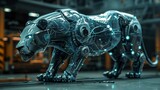 A biomimetic robot lion. The concept of modern technologies