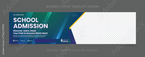 Admission cover banner template design with image space