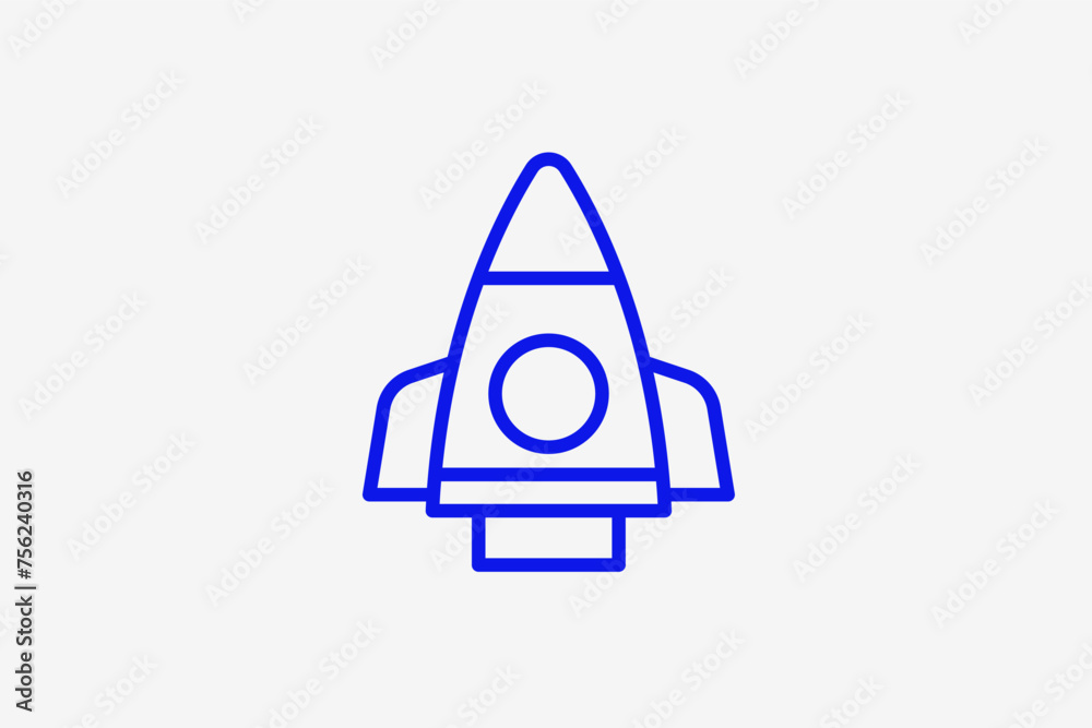 rocket illustration in line style design. Vector illustration.
