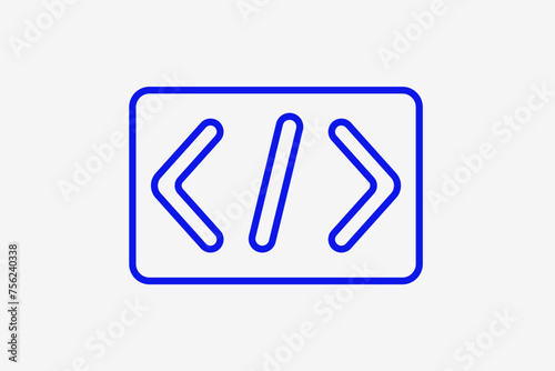 coding illustration in line style design. Vector illustration.