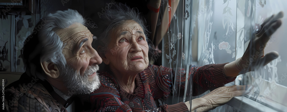 an elderly couple in their home