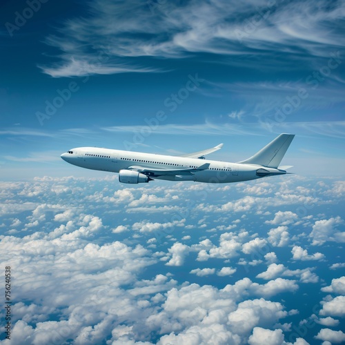 Soaring Skies in the Clouds A Jetliner's Journey Through the Blue Yonder Generative AI © Manoj