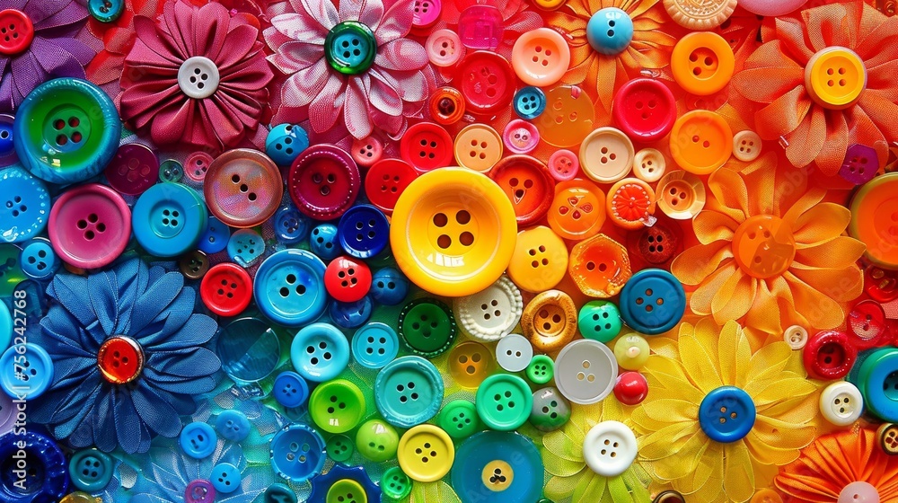 a colorful mandala of buttons 