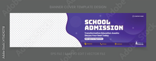 Admission cover banner template design with image space