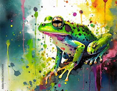 Vivid green frog
