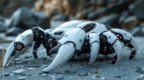 A biomimetic arthropod robot. Scorpio, cancer or crab. The concept of modern technologies