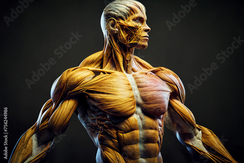 Anatomy, human muscles on a dark background.  © Iryna