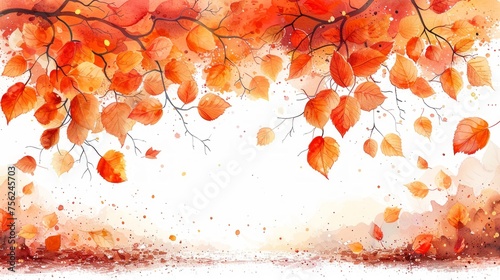 Pastel Autumn Leaves Background Illustration Generative AI
