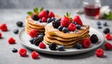 Freshly made pancakes with berries