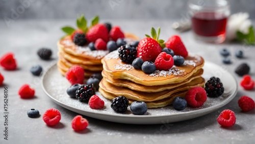 Freshly made pancakes with berries