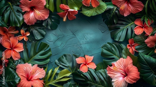 Tropical Flower Nature Concept Illustration with White Frame Generative AI