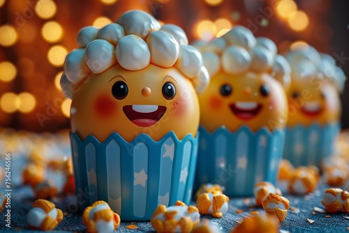 Close Up of a Cupcake Surrounded by Popcorn