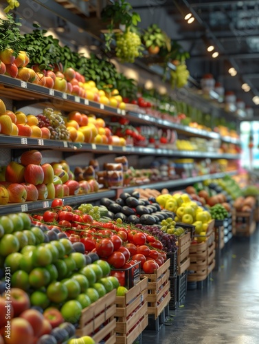 A Grocery Store Overflowing With Fresh Fruits and Vegetables