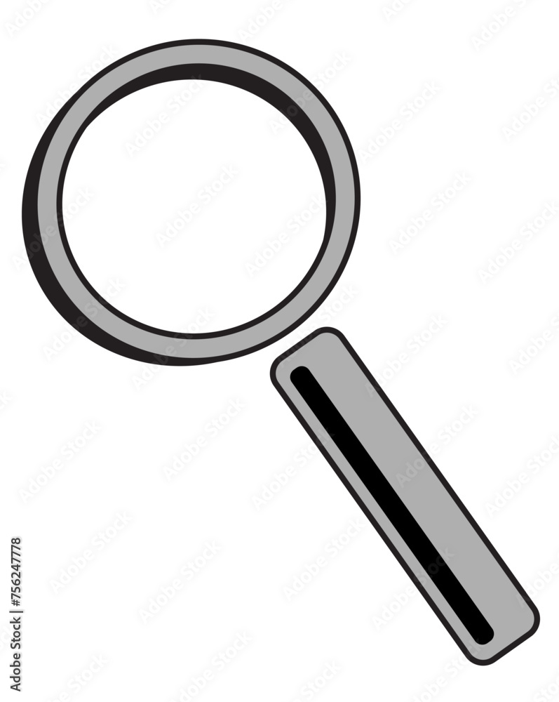 Magnifier (grey and black colors) isolated on white background. Vector illustration. Magnifier (grey and black colors) isolated on white background. Vector illustration.