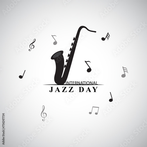 Wall Mural Vector illustration of International Jazz Day social media feed template