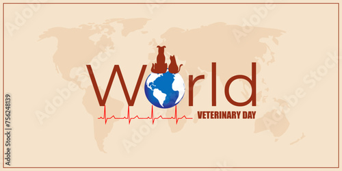 Vector illustration of World Veterinary Day social media feed template