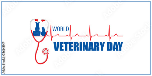 Vector illustration of World Veterinary Day social media feed template
