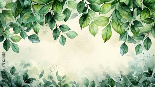 Elegant Wedding Invitation Card with Botanical Leaves and Watercolor Texture Generative AI