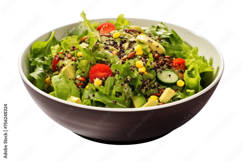 Fresh vegetable salad with whole grains such as quinoa, black beans, corn and sunflower seeds, isolated on transparent background. Fresh vegetable salad with whole grains such as quinoa, black beans, corn and sunflower seeds, isolated on transparent background.