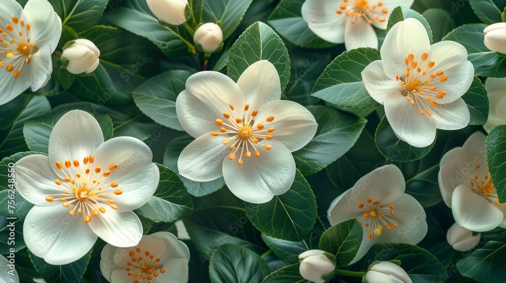 Vivid Colored Jasmine Flowers with Textured Minimalist Background Generative AI