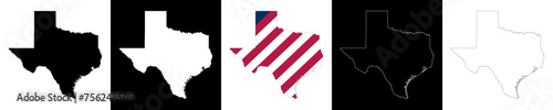 Texas state outline map set