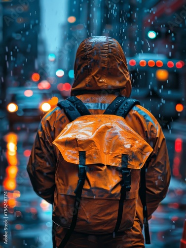 Person Walking Down a Rainy Street