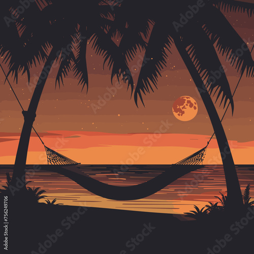 Twilight Serenity with Beach Hammock