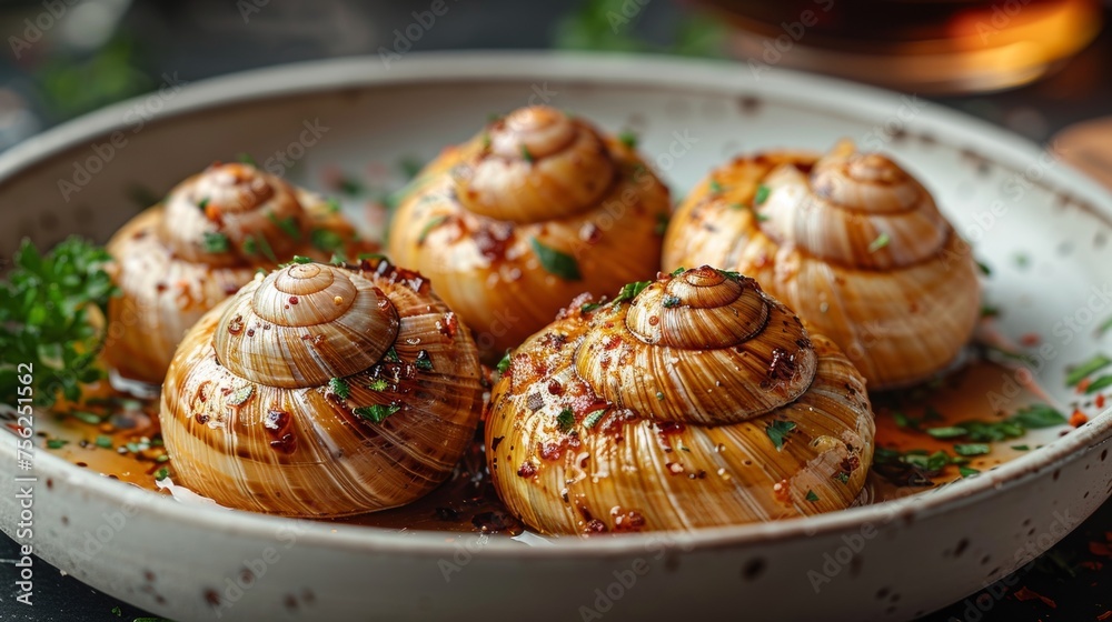 Burgundy-style snails on a white plate Burgundy-style snails on a white plate