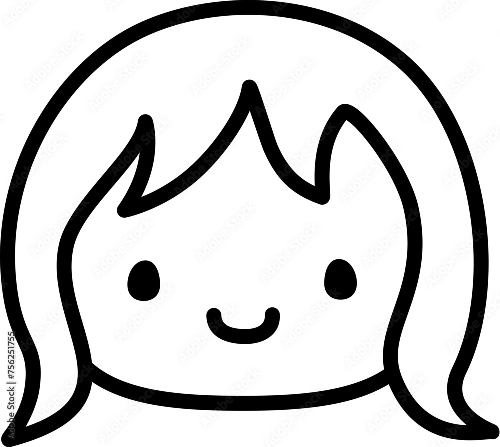 Cute Personalized Black and White Custom Face in SVG Vector.