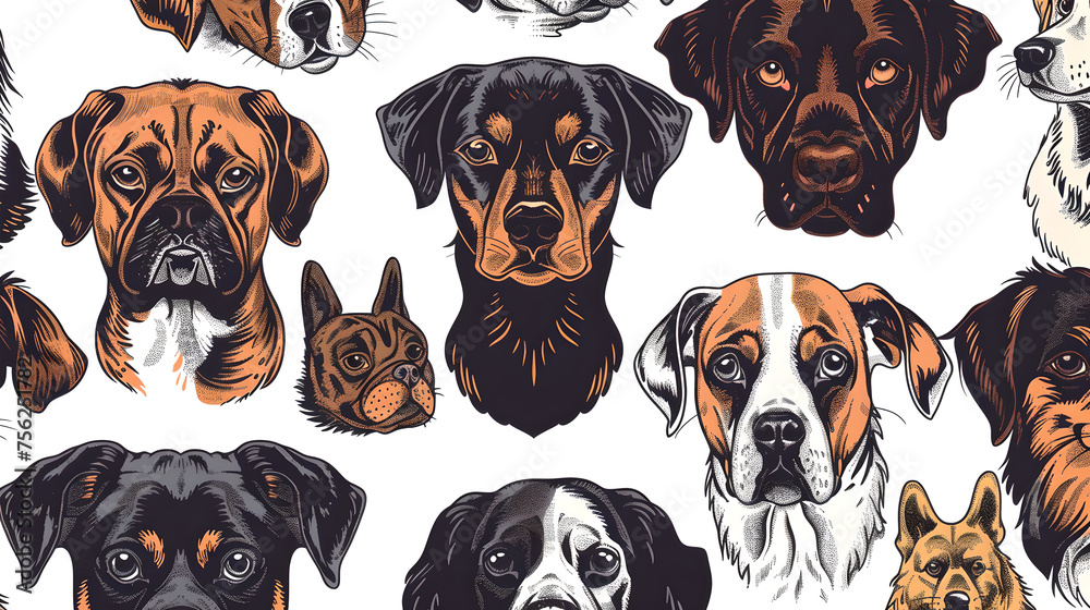Expressive Dog Sketches in Monochrome Style, Generative AI
