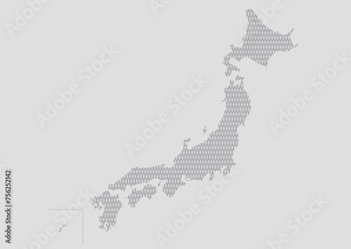 人々の模様の日本地図のイラスト