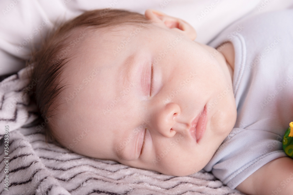 Adorable baby sleeping relaxed and sprawl in parent's bed Adorable baby sleeping relaxed and sprawl in parent's bed