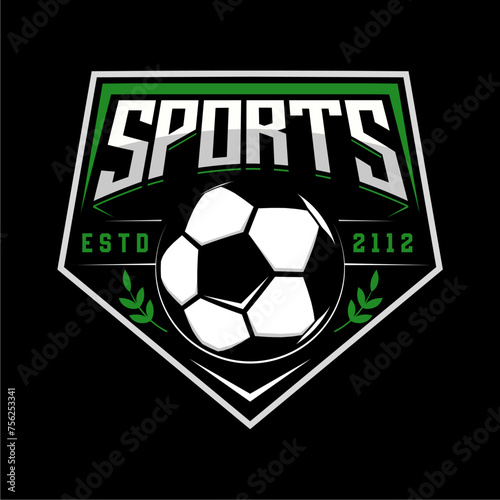 Vintage badge emblem Football soccer sport team club league logo with shield and ball concept icon vector