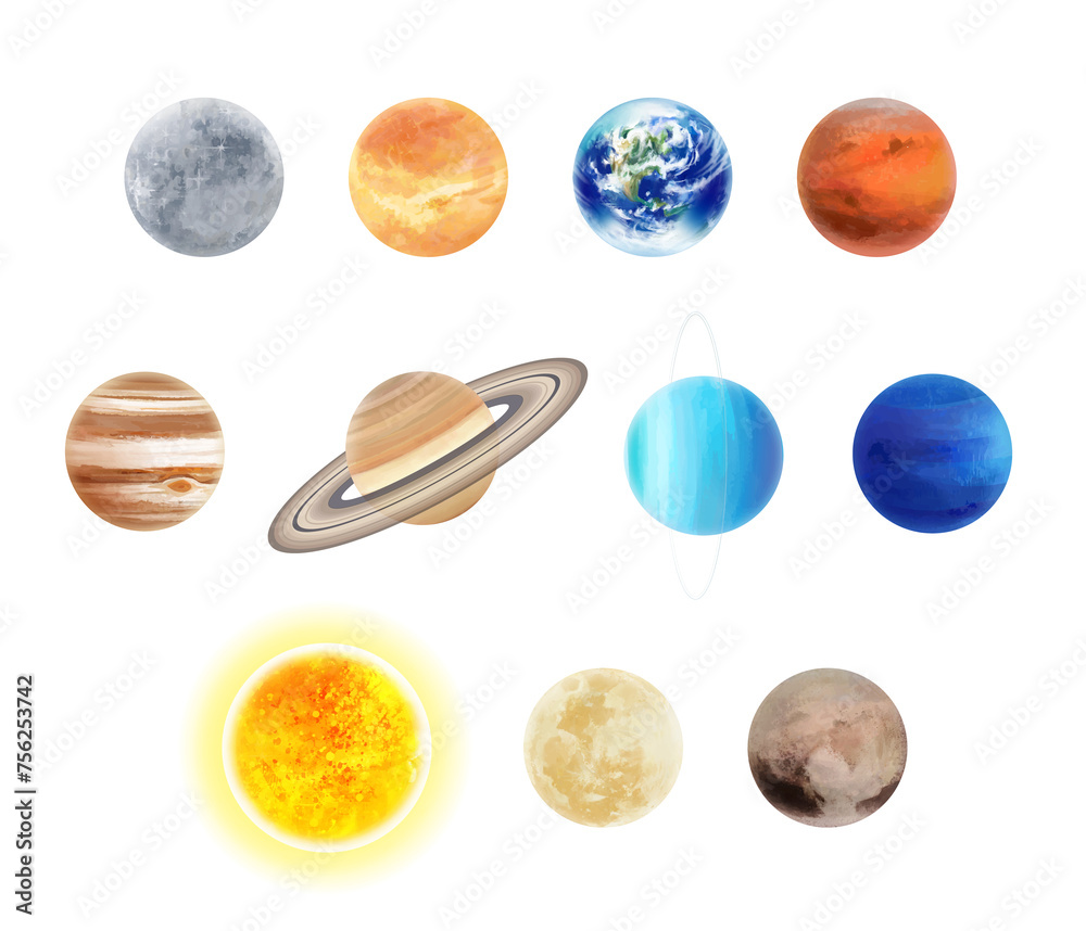 太陽系天体のイラスト
