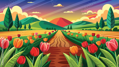 a tulip landscape vector illustration design 5.eps
