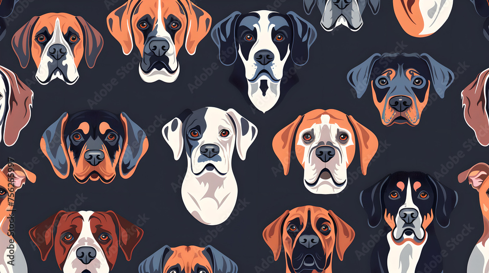 Obraz premium Bold Dog Illustrations Featuring Boxers in Various Poses, Generative AI