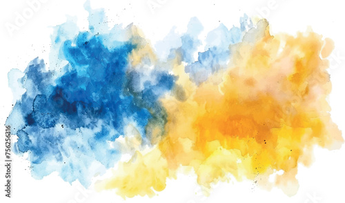 abstract watercolor background isolated blue yellow