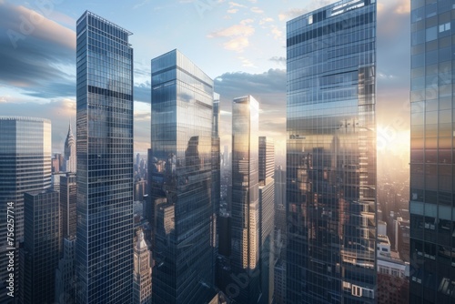 modern architecture background. glass building skyline. futuristic image. 