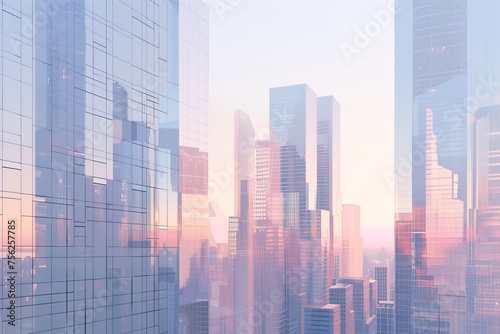 modern architecture background. glass building skyline. futuristic image. 