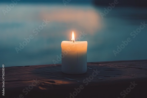 A minimalist candle flame against a dark serene background