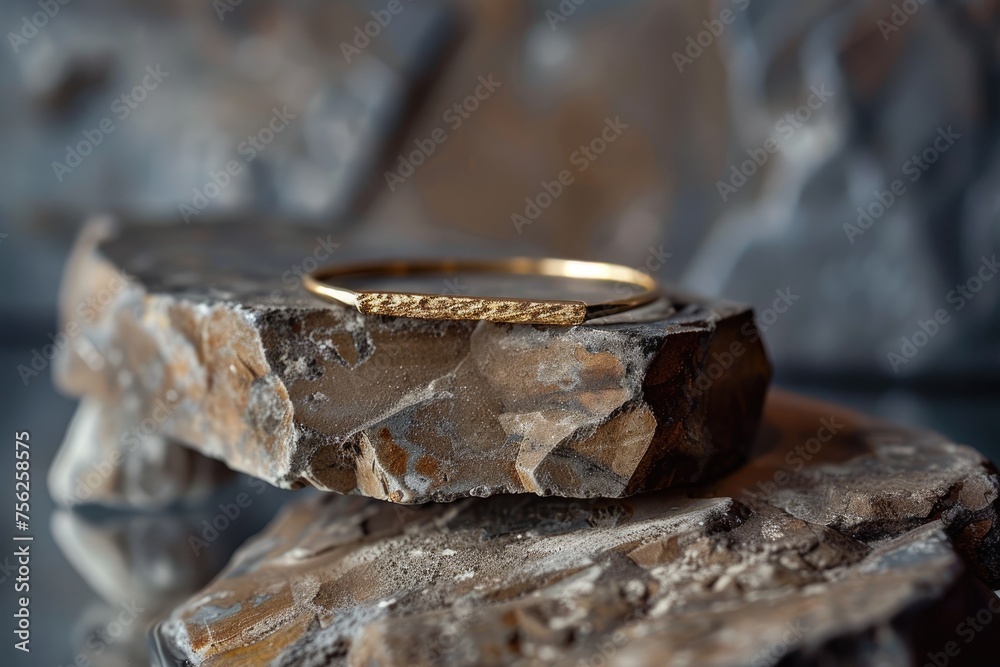 A simple yet elegant bracelet resting on a piece of natural stone