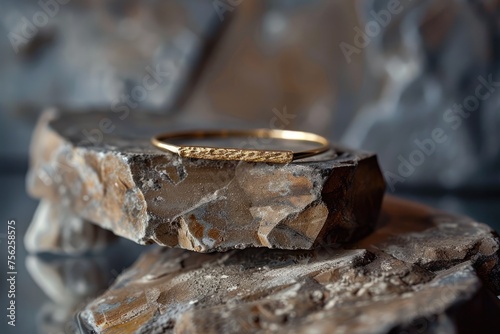 A simple yet elegant bracelet resting on a piece of natural stone