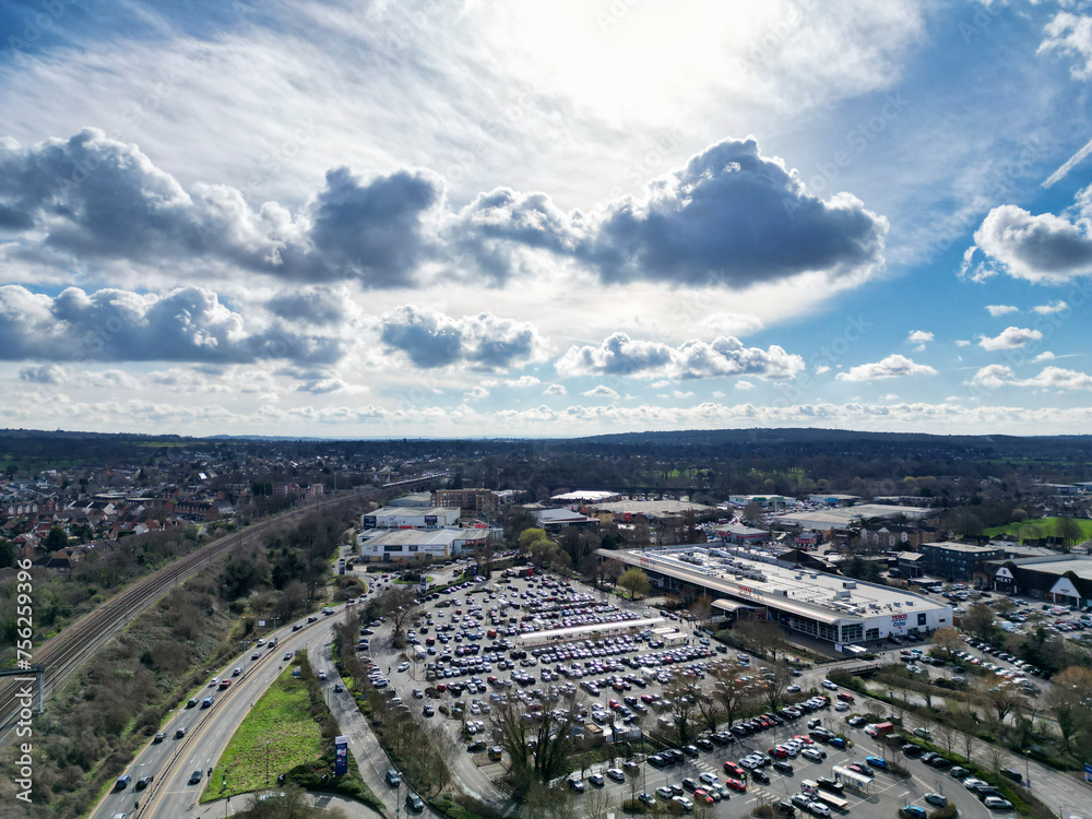 Aerial View of Watford City Centre, England United Kingdom
