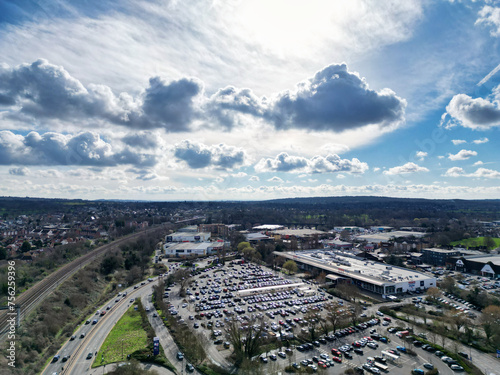 Aerial View of Watford City Centre, England United Kingdom