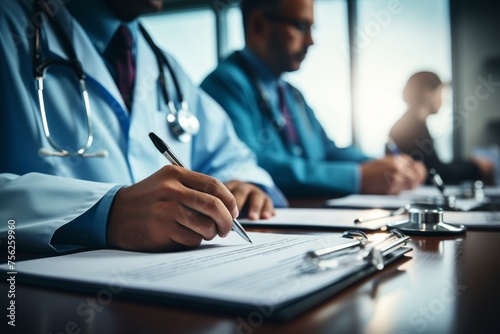 Close-up of a doctor taking notes. Medicine and healthcare concept photo