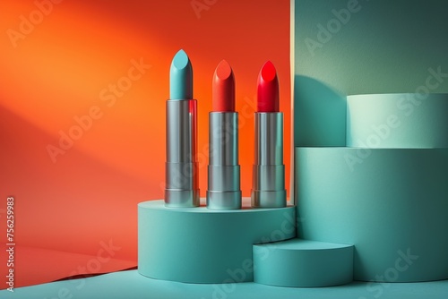 Mockup Lipstick cosmetic product. Generative AI photo