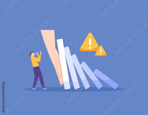 Risk Management. The boss protects workers or employees from harm. protection and prevention from the risk of accidents. safety and security of workers. illustration concept design. graphic elements