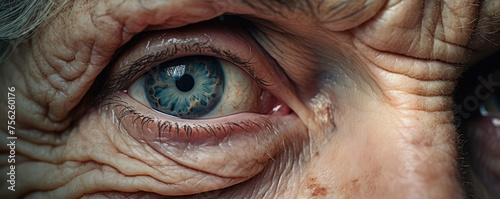 old senior woman wrinksenior eye detail. woman wrinkles detailles and eye detail. amazing close up. photo