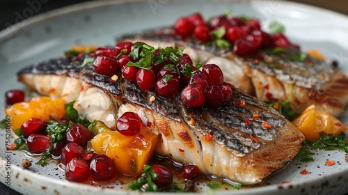 horse mackerel with txakoli on a white plate