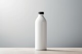 Single White Milk Bottle Mockup on Gray Background.